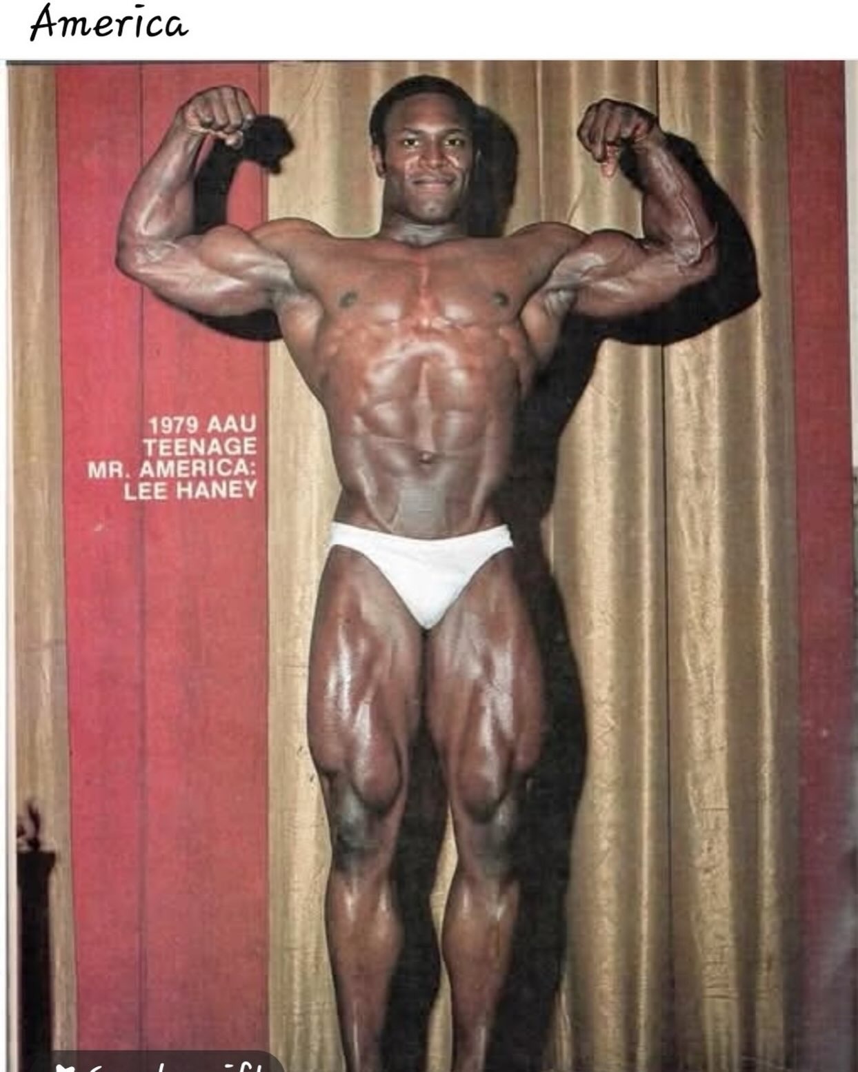 Lee Haney · Lee Haney on stage at the 1979 AAU Teenage Mr. America — official Instagram (@lee_haney_official)