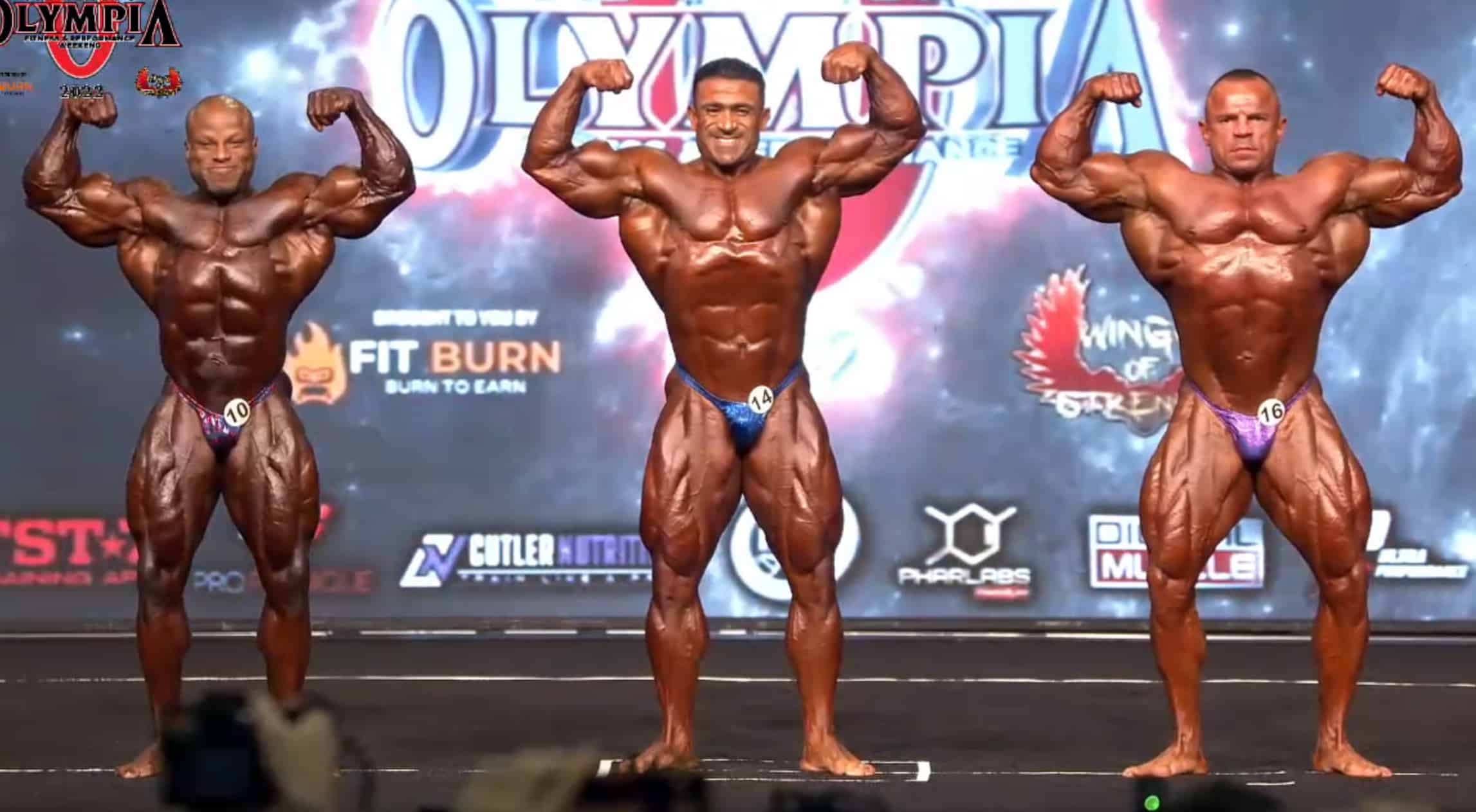 Shaun Clarida · Shaun Clarida in a front double-biceps comparison at the 2022 212 Olympia