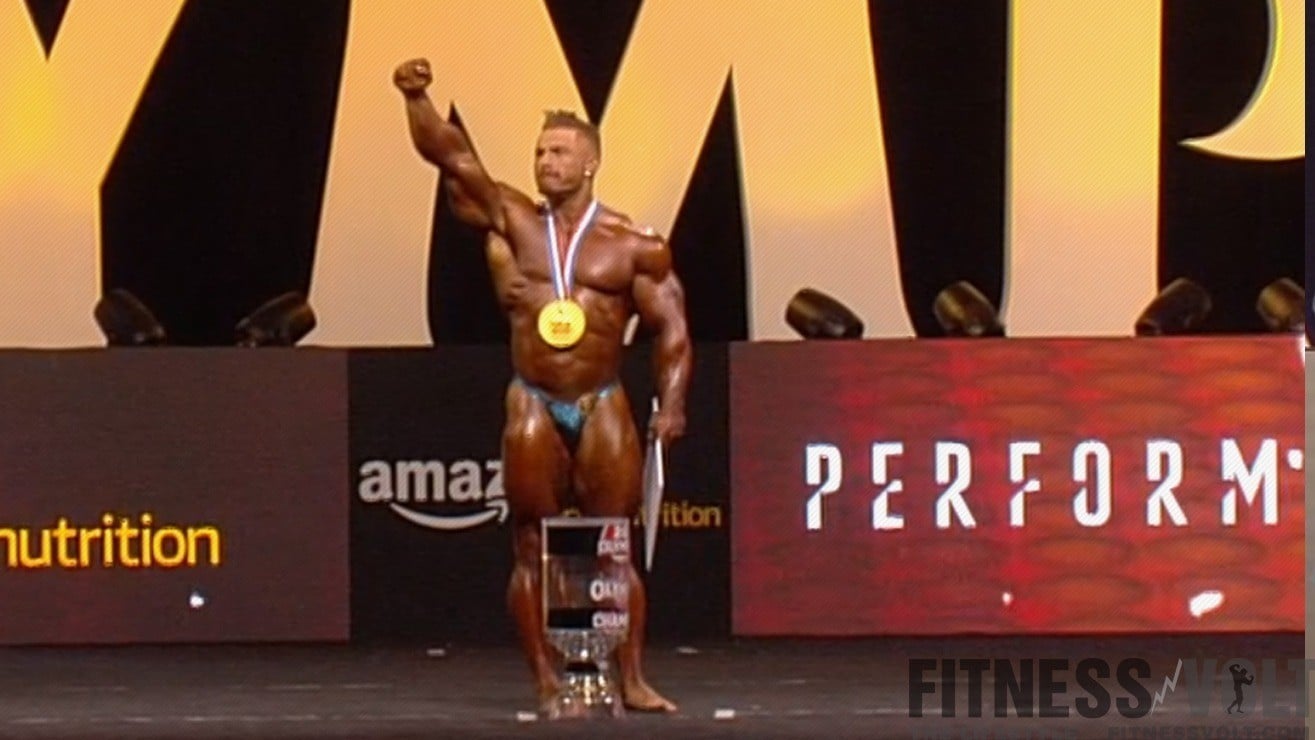 Flex Lewis · Flex Lewis, 2017 212 Olympia Champion, posing with trophy